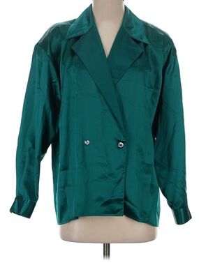 Vintage Silk Double Breasted Blazer Emerald Green
